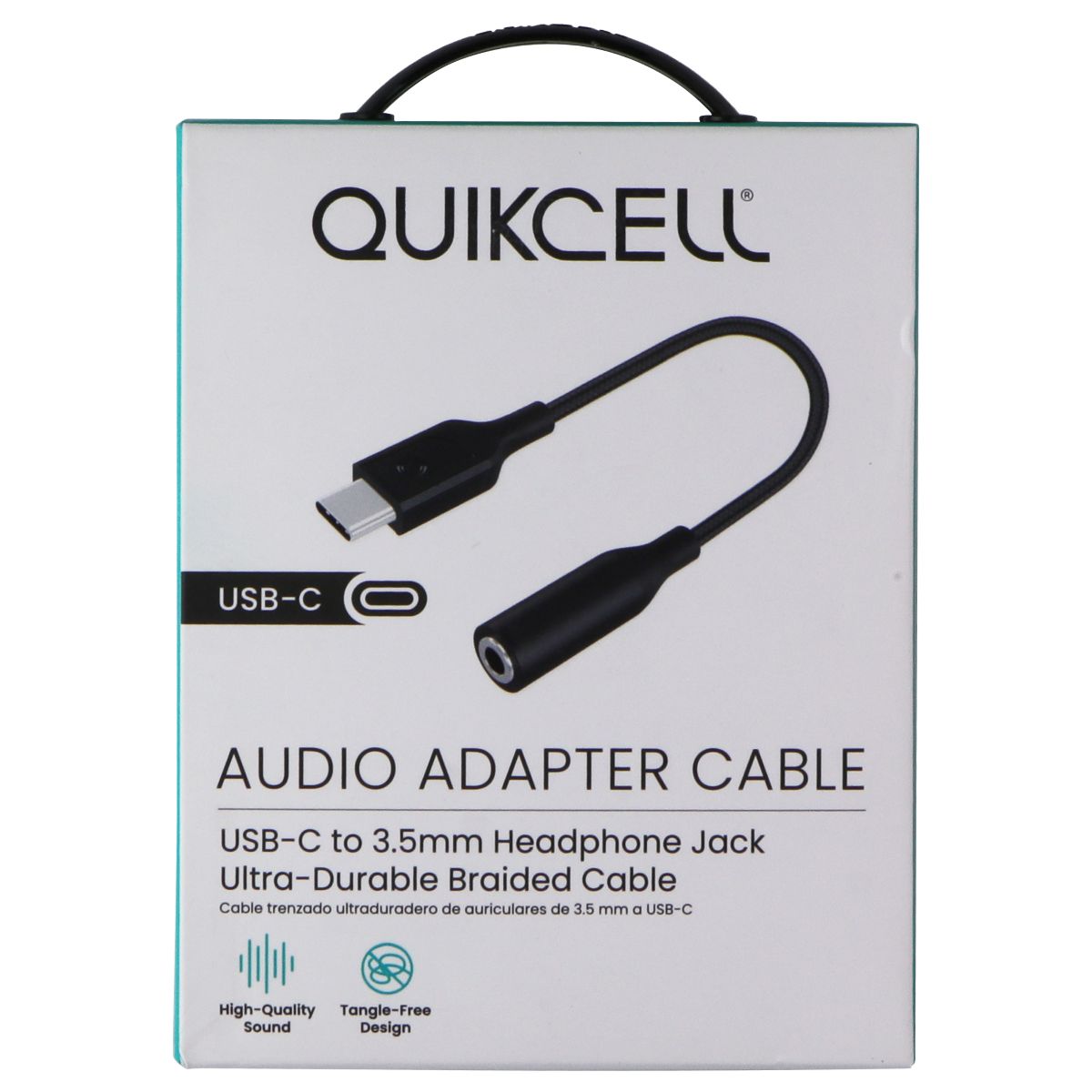 Quikcell Braided Audio Adapter Cable USB-C to 3.5mm Headphone Jack - Black Cell Phone - Cables & Adapters Quikcell - Simple Cell Bulk Wholesale Pricing - USA Seller