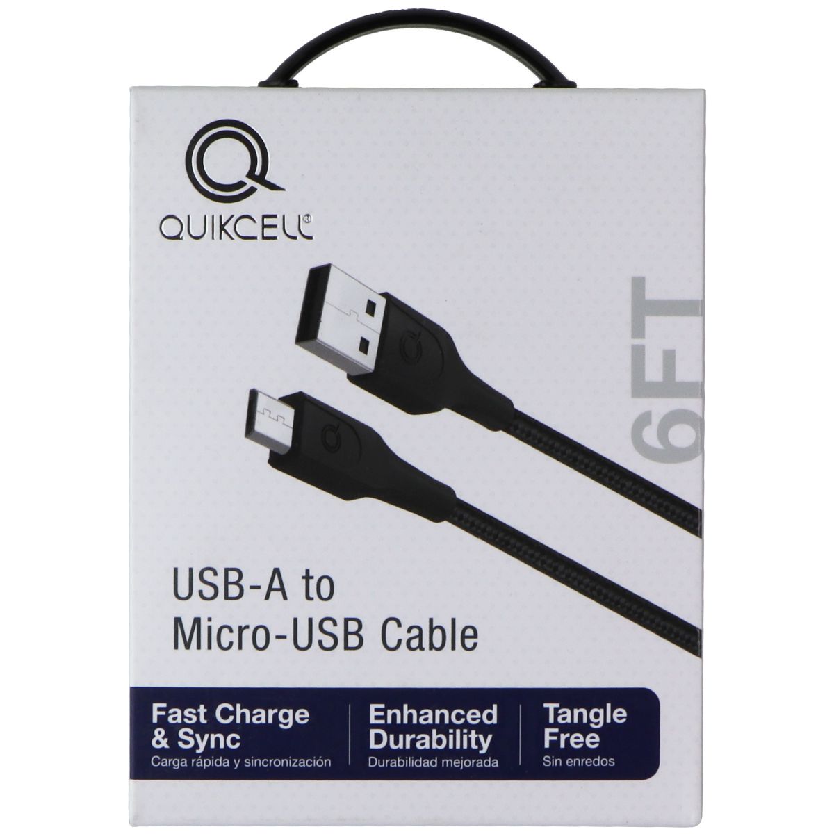 Quikcell 6ft Braided USB-A to Micro-USB Charging Cable - Black Cell Phone - Cables & Adapters Quikcell    - Simple Cell Bulk Wholesale Pricing - USA Seller