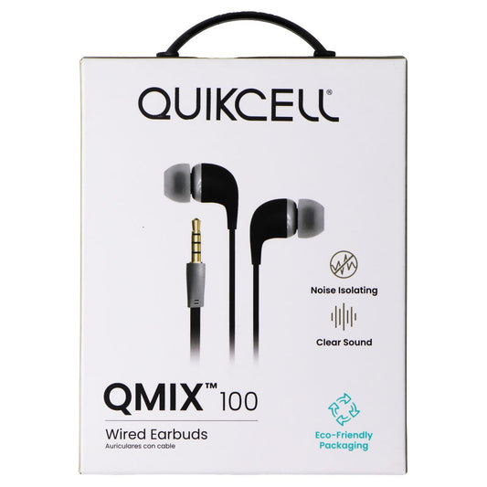 Quikcell QMIX 100 Series Wired 3.5mm Earbuds - Black Portable Audio - Headphones Quikcell - Simple Cell Bulk Wholesale Pricing - USA Seller