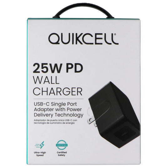 Quikcell (25W) PD Wall Charger USB-C Single Port Adapter - Black Cell Phone - Cables & Adapters Quikcell - Simple Cell Bulk Wholesale Pricing - USA Seller