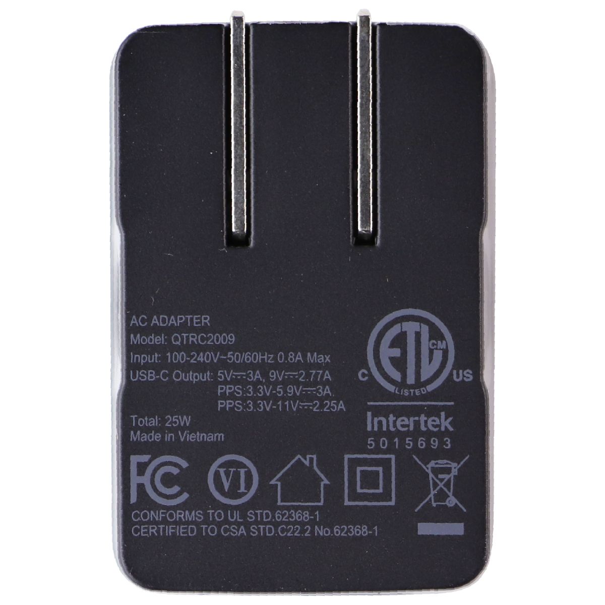 Quikcell (25W) PD Wall Charger USB-C Single Port Adapter - Black Cell Phone - Cables & Adapters Quikcell - Simple Cell Bulk Wholesale Pricing - USA Seller