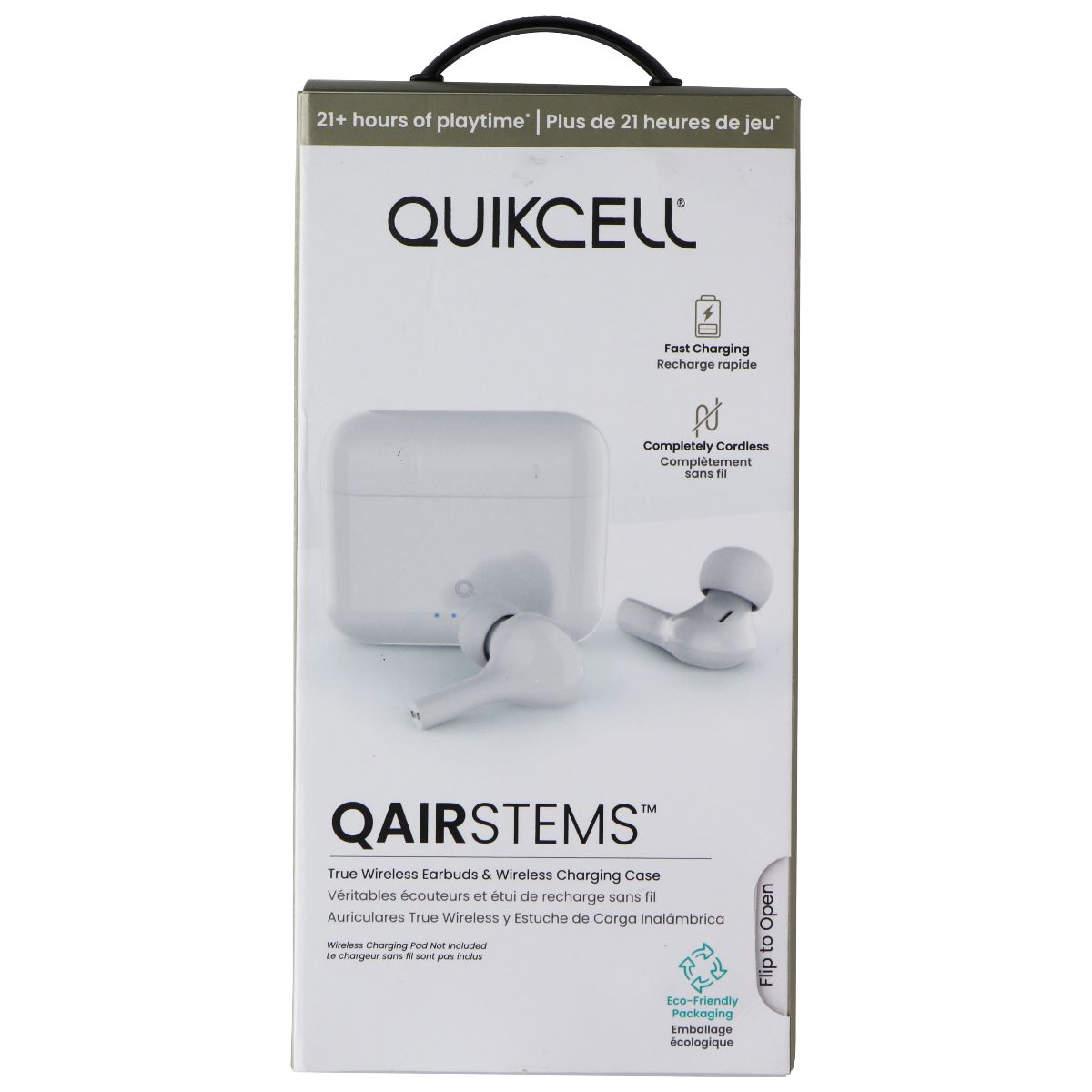 Quikcell QAirStems True Wireless Earbuds & Charging Case - White Portable Audio - Headphones Quickcell    - Simple Cell Bulk Wholesale Pricing - USA Seller