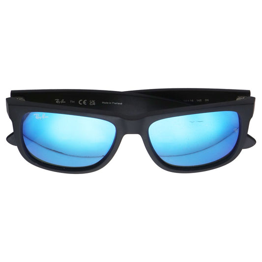 Ray-Ban RB4165 Justin Rectangular Sunglasses - Rubber Black/Blue Mirrored Other Sporting Goods Ray-Ban - Simple Cell Bulk Wholesale Pricing - USA Seller
