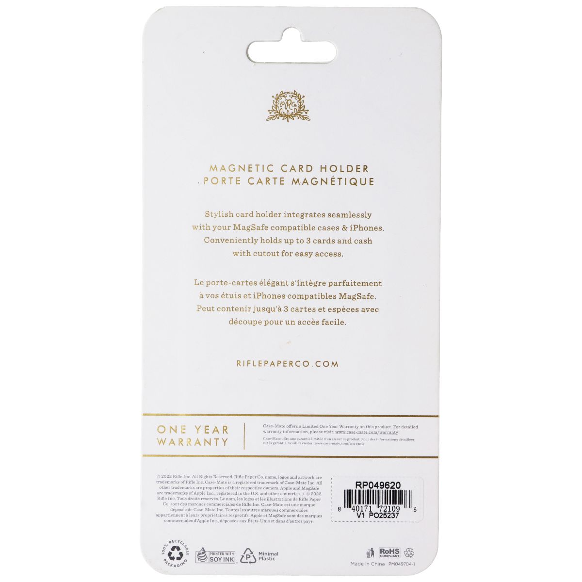 Rifle Paper Co. Detachable Magnetic Card Holder - Garden Party Blush