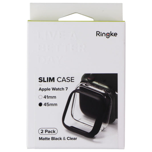 Ringke Slim Case for Apple Watch 9/8/7 (45mm) - Matte Black / Clear (2 Pack)