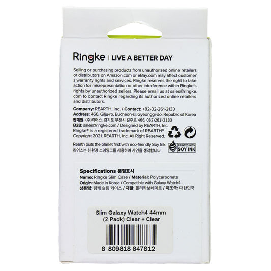 Ringke Slim Case for Samsung Galaxy Watch4 (44mm) - Clear (2 Pack)