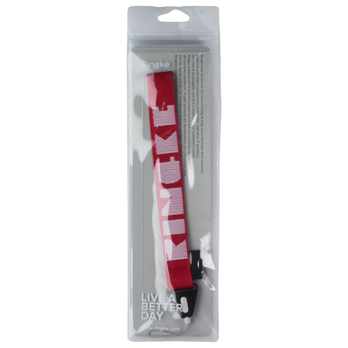 Ringke Camera and Phone Wrist Strap Lanyard - Red / White Letters Cell Phone - Armbands Ringke - Simple Cell Bulk Wholesale Pricing - USA Seller