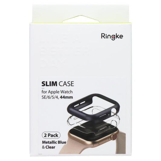 Ringke Slim Case for Apple Watch SE/6/5/4 (44mm) - Metallic Blue/Clear (2 Pack)