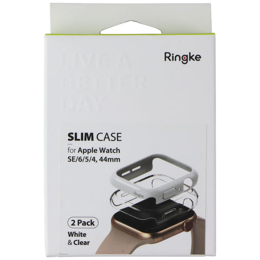 Ringke Slim Case for Apple Watch SE/6/5/4 (44mm) - White & Clear (2 Pack)
