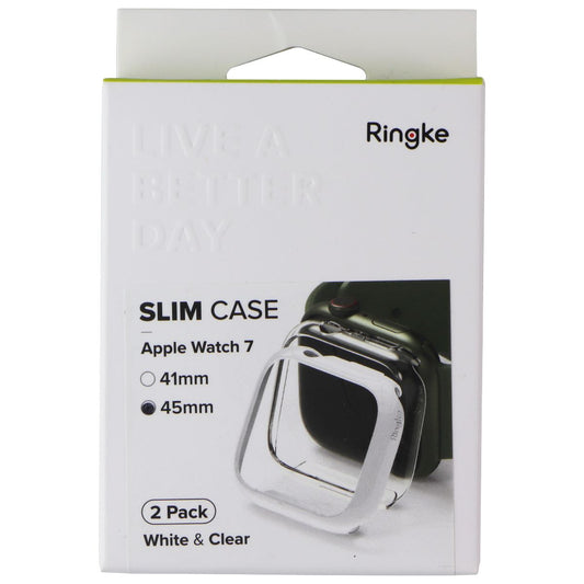 Ringke Slim Case for Apple Watch 9/8/7 (45mm) - White / Clear (2 Pack)