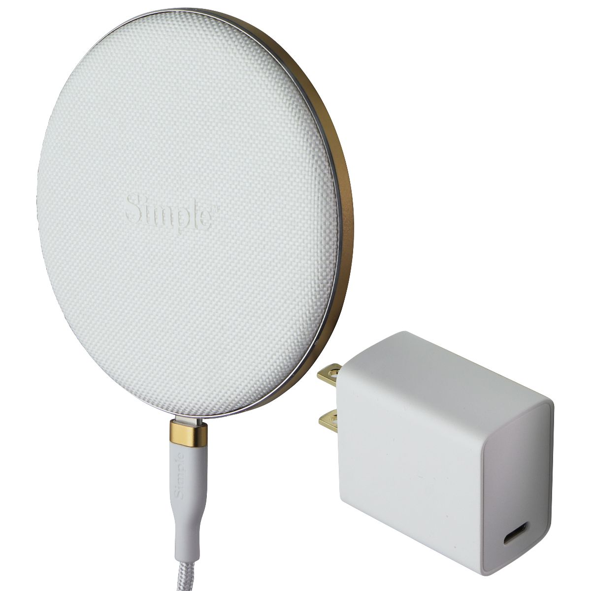 Simple (15W) USB-C POWER Wireless Charger Pad - White/Gold Cell Phone - Chargers & Cradles S. Simple - Simple Cell Bulk Wholesale Pricing - USA Seller