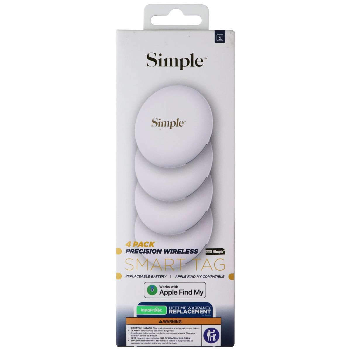 S. Simple Precision Wireless Smart Tags (Works with Apple Find My) - 4 Pack