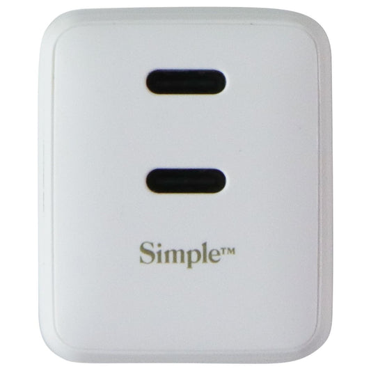 S. Simple (60W) Dual USB-C GaN Powered Folding Wall Charger - White (581231) Cell Phone - Cables & Adapters S. Simple - Simple Cell Bulk Wholesale Pricing - USA Seller