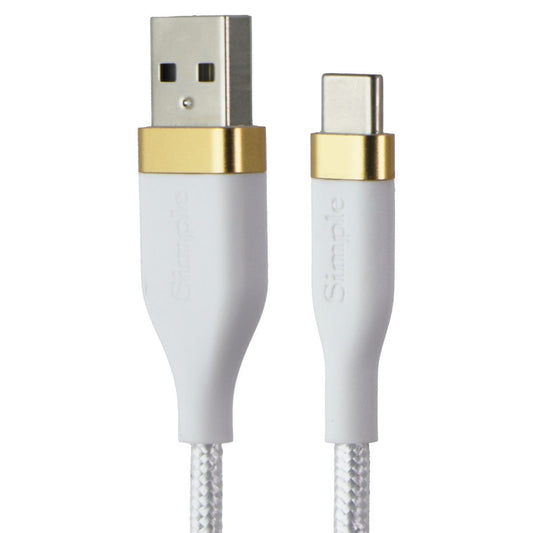 Simple (4-Ft) USB-A to USB-C Tough-Knit Braided Charge Cable - White/Gold