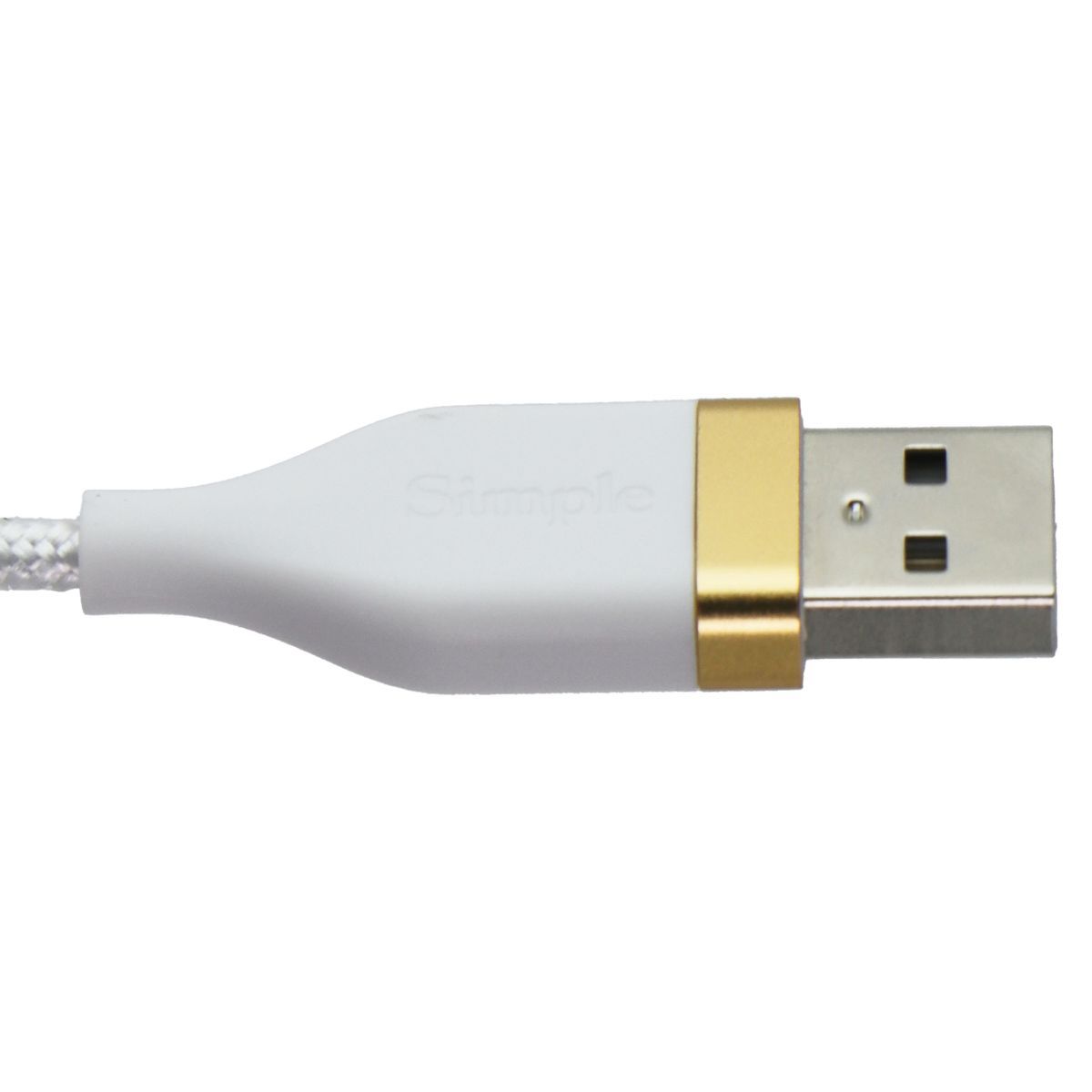 S. Simple (6-Ft) USB-A to USB-C Tough-Knit Braided Cable - White/Gold Cell Phone - Cables & Adapters S. Simple - Simple Cell Bulk Wholesale Pricing - USA Seller