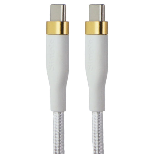 S. Simple (10-Ft) USB-C to USB-C Tough-Knit Braided Cable - White/Gold Cell Phone - Cables & Adapters S. Simple - Simple Cell Bulk Wholesale Pricing - USA Seller