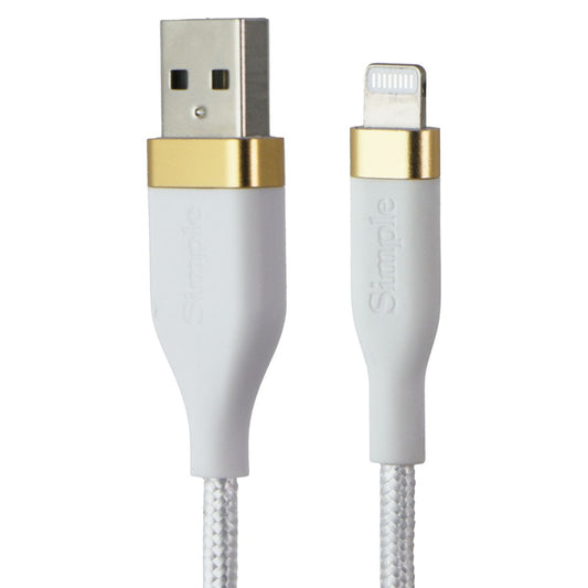 S. Simple (6 Foot) USB-A to 8-Pin Tough-Knit Braided Cable - White/Gold Cell Phone - Cables & Adapters S. Simple - Simple Cell Bulk Wholesale Pricing - USA Seller