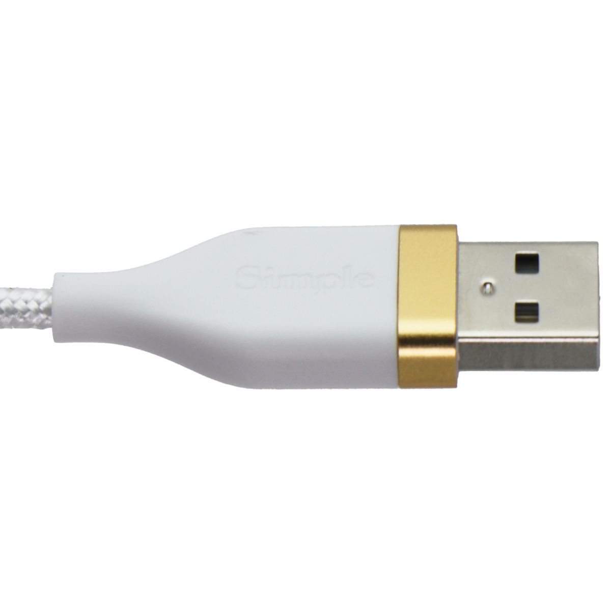 S. Simple (6 Foot) USB-A to 8-Pin Tough-Knit Braided Cable - White/Gold Cell Phone - Cables & Adapters S. Simple - Simple Cell Bulk Wholesale Pricing - USA Seller