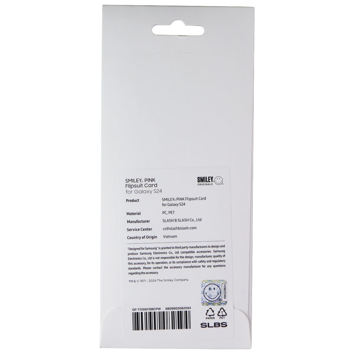 Samsung Smiley Originals Flipsuit Interactive Card for Galaxy S24 - Pink