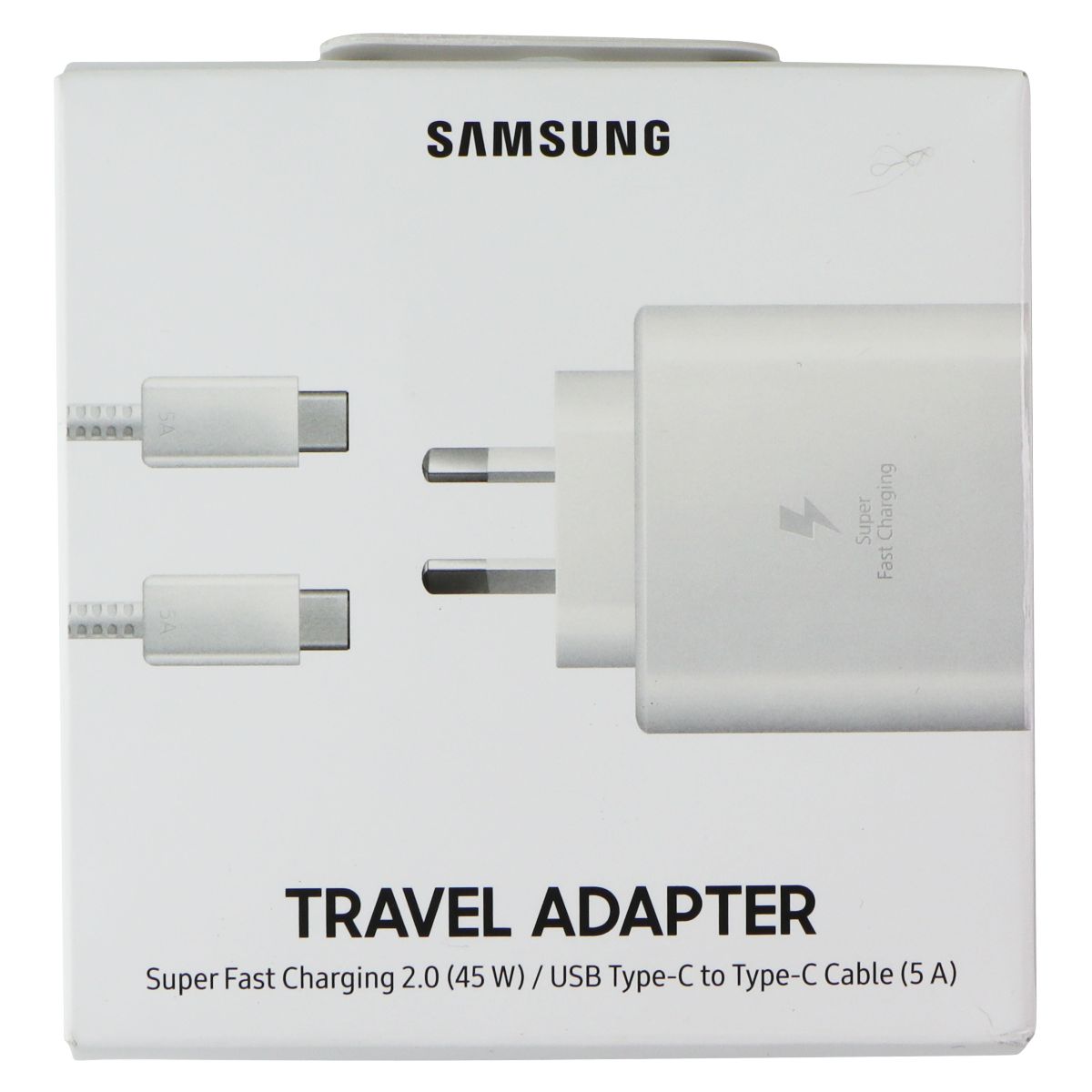 Samsung 45W Travel Adapter (AUSTRALIAN) + USB-C to USB-C Cable - White Cell Phone - Cables & Adapters Samsung - Simple Cell Bulk Wholesale Pricing - USA Seller