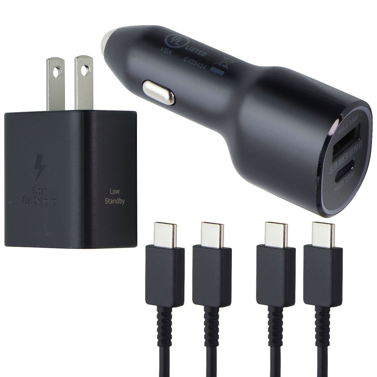 Samsung Ultimate Bundle (USB-C) (40W Car) + (25W Wall) + 2 Cables - Black Cell Phone - Chargers & Cradles Samsung - Simple Cell Bulk Wholesale Pricing - USA Seller