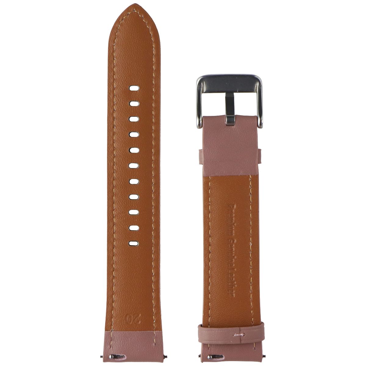 Generic 20mm Genuine Leather Watch Band for 20mm Lugs - Pink Rose/Silver Smart Watch Accessories - Watch Bands Unbranded - Simple Cell Bulk Wholesale Pricing - USA Seller