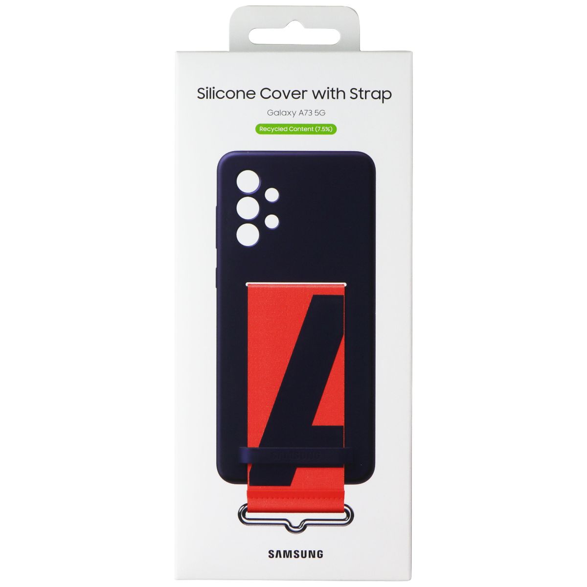 Samsung Silicone Cover with Strap for Galaxy A73 5G - Navy Blue / Orange Cell Phone - Cases, Covers & Skins Samsung - Simple Cell Bulk Wholesale Pricing - USA Seller