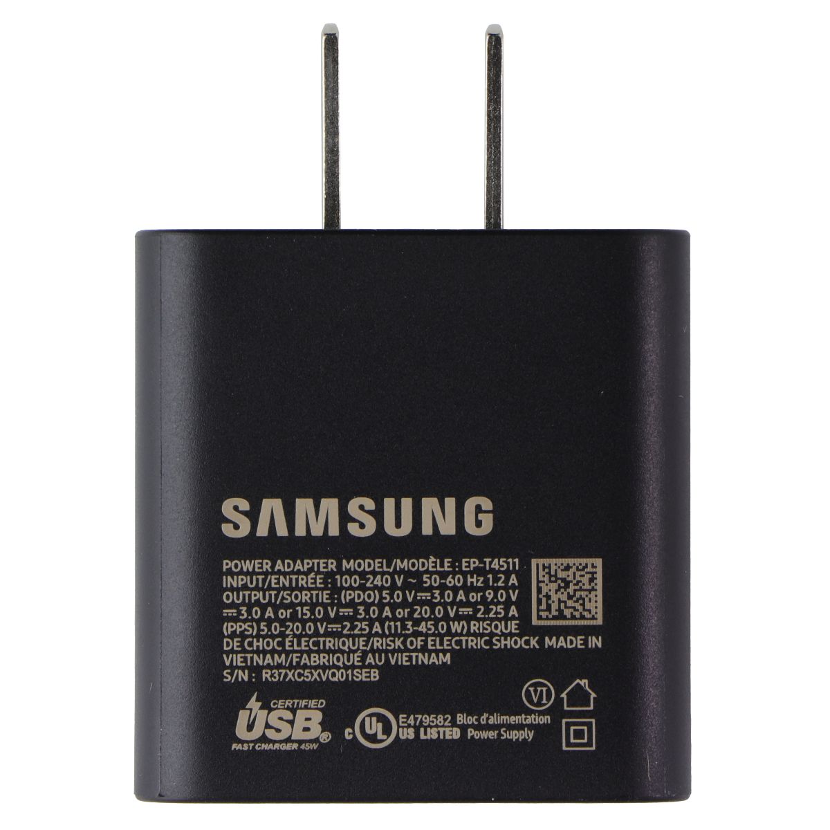 Samsung (45W) Wall Charger Power Adapter (USB-C) w/Cable - Black (EP-T4511XBE)