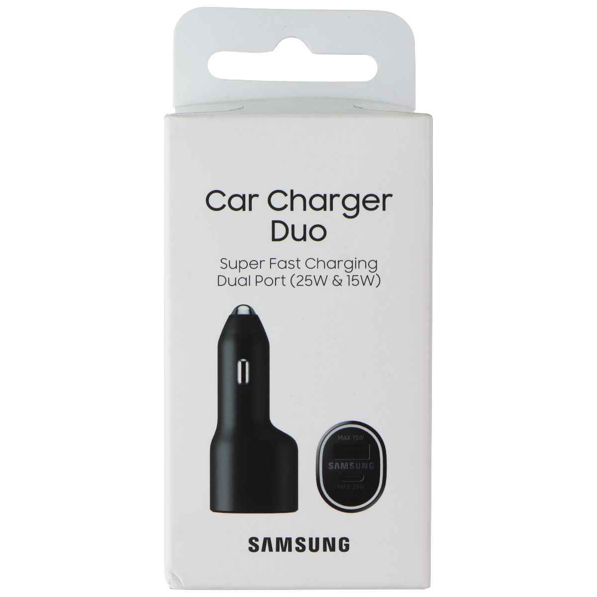 Samsung (25W) USB-C and (15W) USB Car Charger Duo - Black Cell Phone - Chargers & Cradles Samsung - Simple Cell Bulk Wholesale Pricing - USA Seller