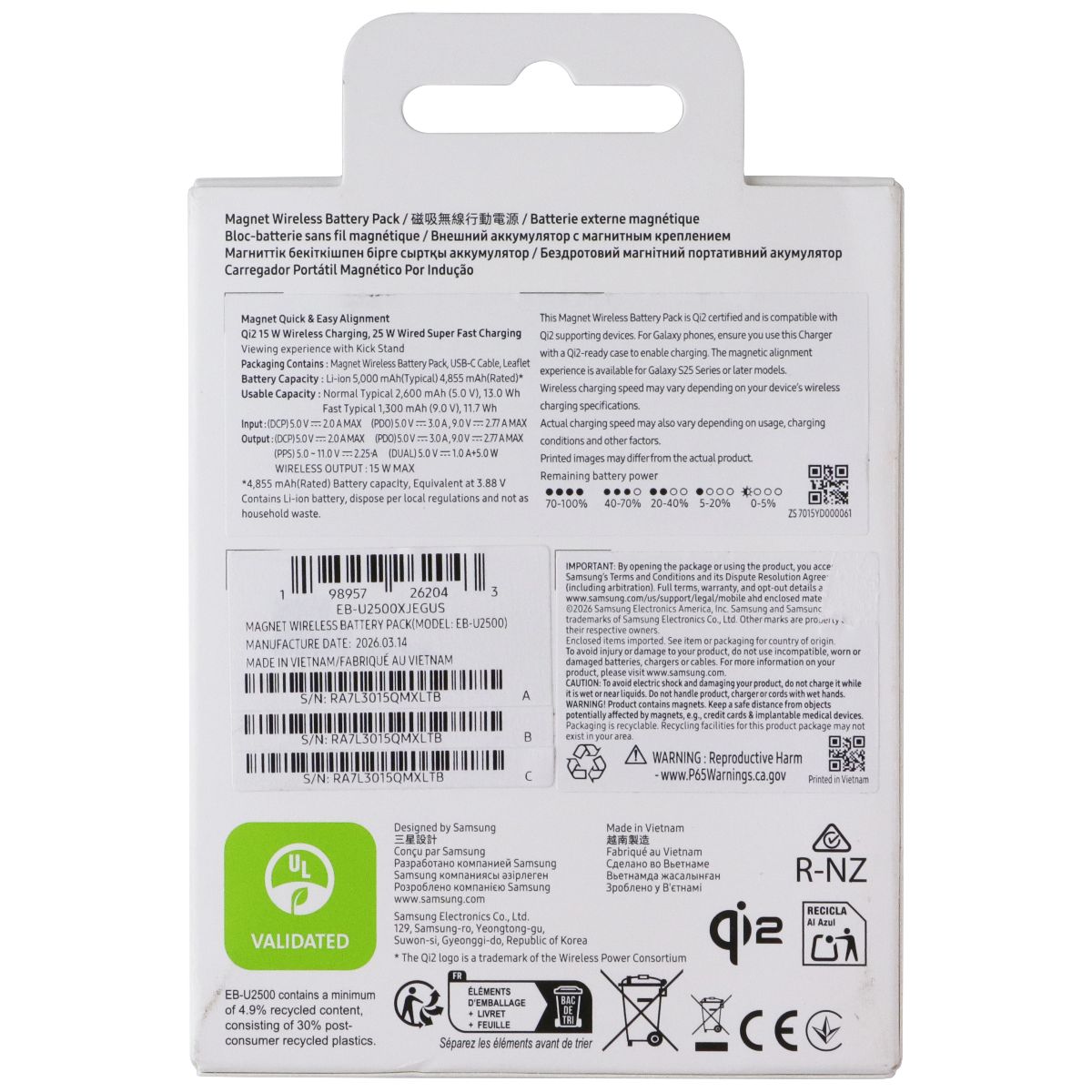 Samsung 5000mAh Magnetic Wireless Battery Pack w/ Built-in Kick Stand - Gray Cell Phone - Chargers & Cradles Samsung - Simple Cell Bulk Wholesale Pricing - USA Seller
