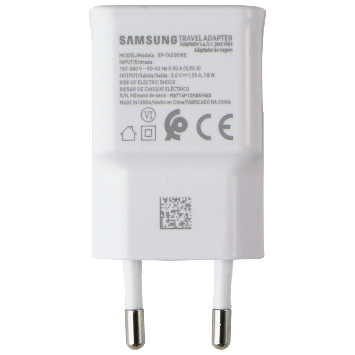 Samsung (5V/1.55A) 7.8W Travel Adapter (EU Plug) Charger - White (EP-TA50EWE) Cell Phone - Chargers & Cradles Samsung    - Simple Cell Bulk Wholesale Pricing - USA Seller