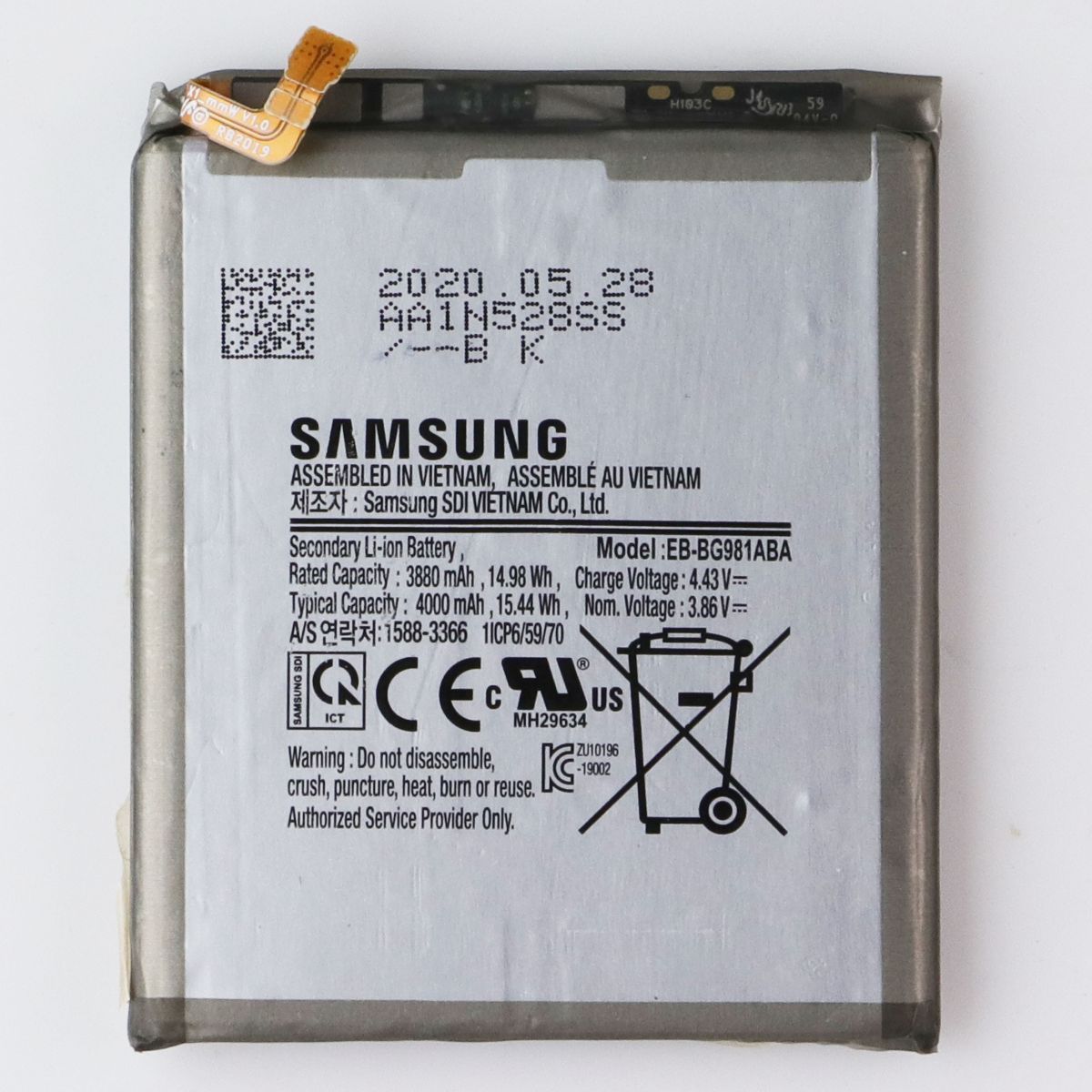 Repair Part OEM Pull Secondary Battery (EB-BG981ABA) for Samsung Galaxy S20 5G