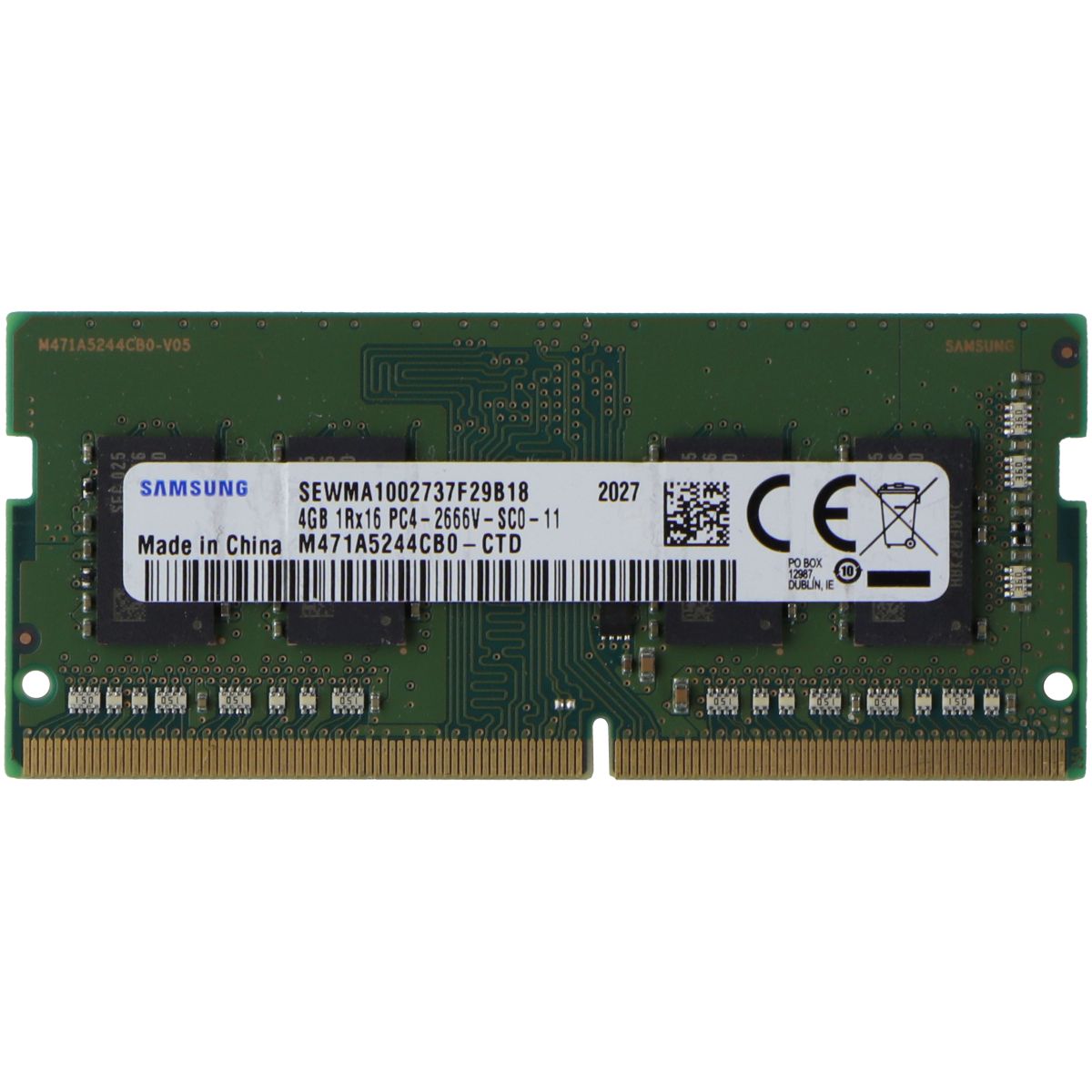 Samsung (4GB) 1Rx16 PC4-21300 DDR4 2666MHz Laptop RAM Memory (M471A5244CB0-CTD) Computer Parts - Memory (RAM) Samsung    - Simple Cell Bulk Wholesale Pricing - USA Seller