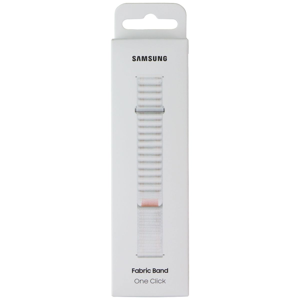 Samsung One Click Fabric Band for Galaxy Watch 4-7 - Pink/White (20mm, S/M) Smart Watch Accessories - Watch Bands Samsung - Simple Cell Bulk Wholesale Pricing - USA Seller
