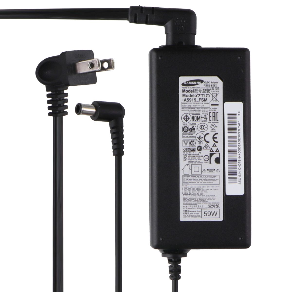 Samsung (19V/3.17A) AC/DC Adapter Power Supply - Black (A5919_FSM) Multipurpose Batteries & Power - Multipurpose AC to DC Adapters Samsung    - Simple Cell Bulk Wholesale Pricing - USA Seller