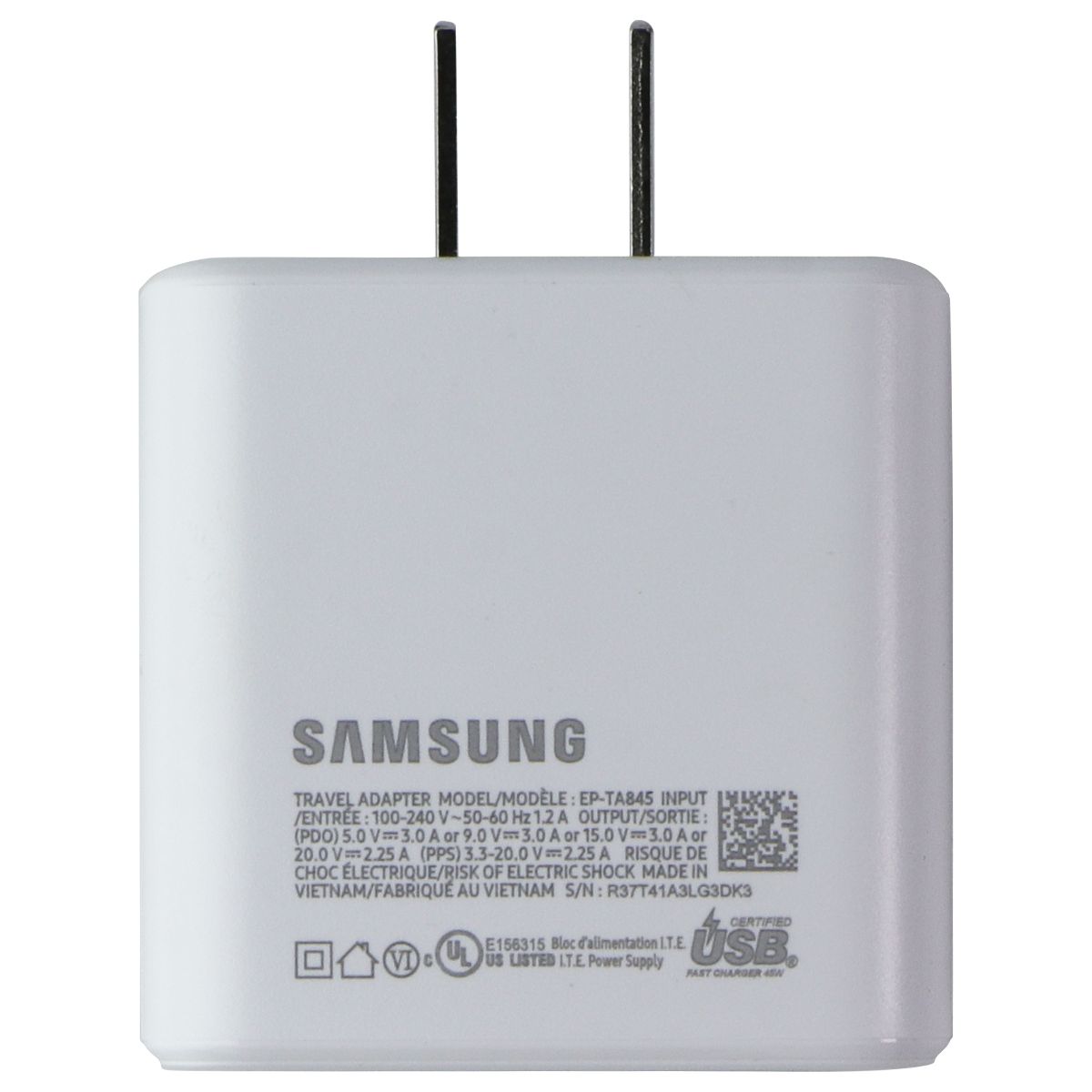 Samsung - Super Fast Charging 45W USB Type-C Wall Charger - White( EP-TA845) Cell Phone - Chargers & Cradles Samsung    - Simple Cell Bulk Wholesale Pricing - USA Seller