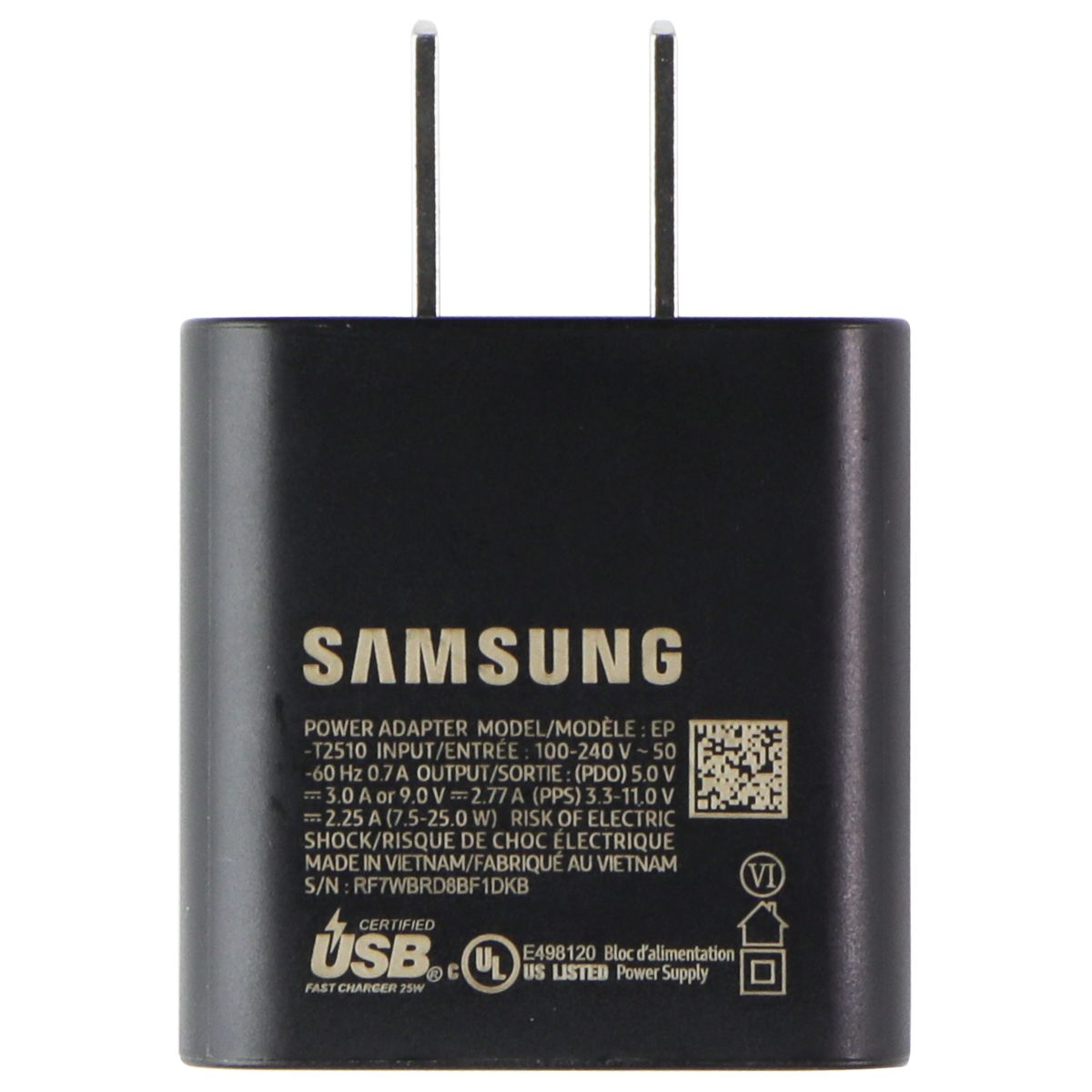 Samsung 25W Super Fast Charging USB-C 5V/3A Wall Charger (EP-T2510) - Black Cell Phone - Chargers & Cradles Samsung    - Simple Cell Bulk Wholesale Pricing - USA Seller