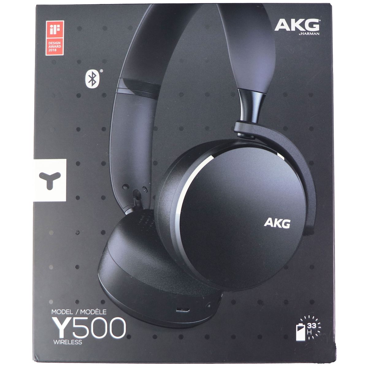 AKG Y500 On-Ear Foldable Wireless Bluetooth Headphones - Black (US Version)