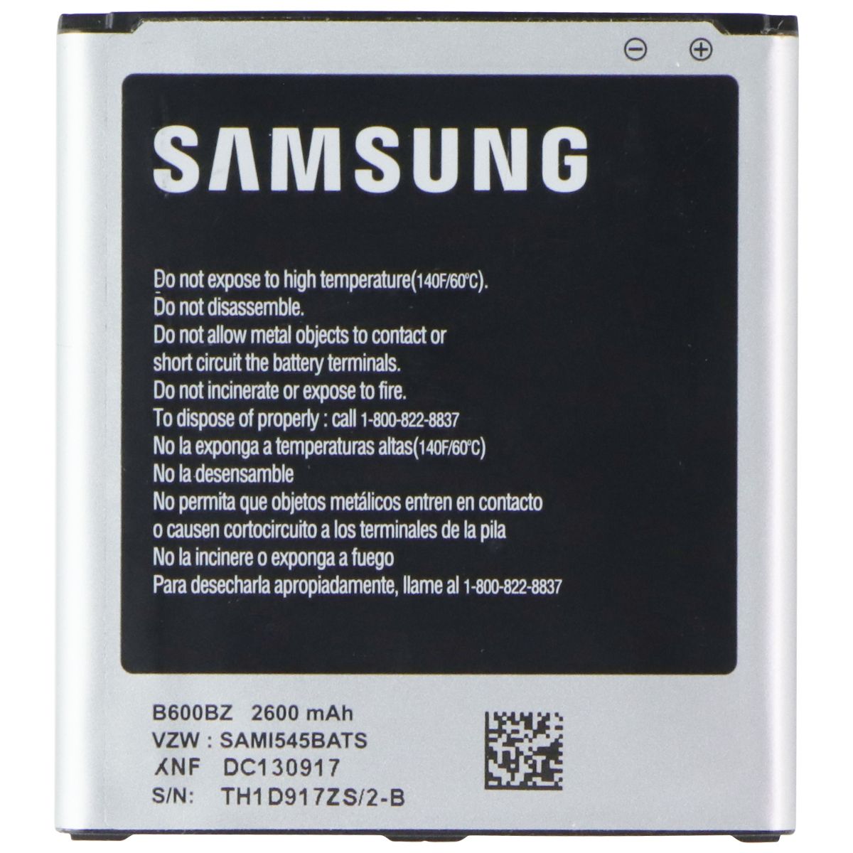 Samsung B600BZ 2600 mAh 3.8V Li-ion Replacement Battery.