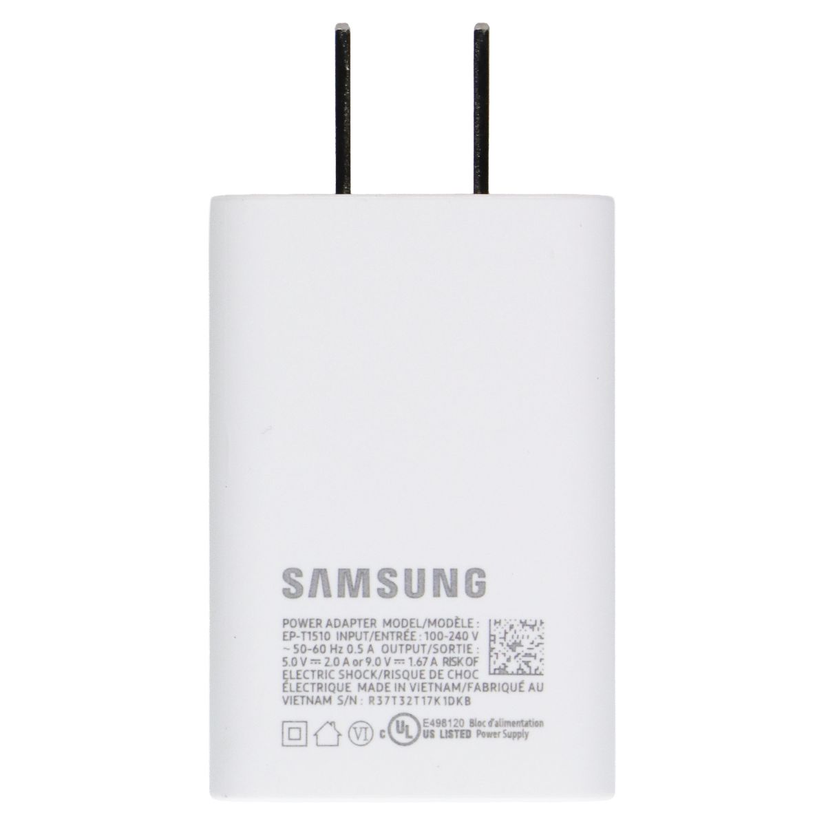 Samsung 15W USB-C Fast Charging Wall Power Adapter - White (EP-T1510) Cell Phone - Chargers & Cradles Samsung - Simple Cell Bulk Wholesale Pricing - USA Seller