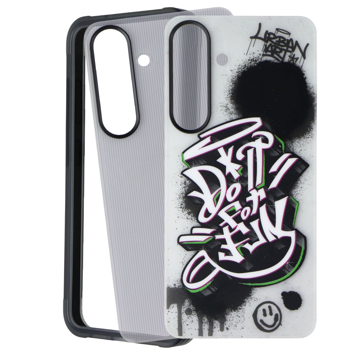 Samsung Flipsuit Rugged Case for Samsung Galaxy S25 - Black/Urban Art Graffiti Cell Phone - Cases, Covers & Skins Samsung - Simple Cell Bulk Wholesale Pricing - USA Seller