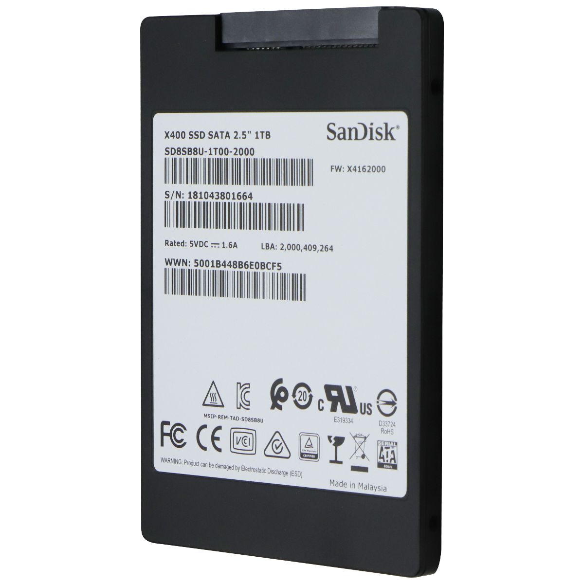 SanDisk X400 SATA 2.5-inch 1TB SSD (SD8SB8U-1T00-1122) Digital Storage - Other Hard Drives SanDisk - Simple Cell Bulk Wholesale Pricing - USA Seller
