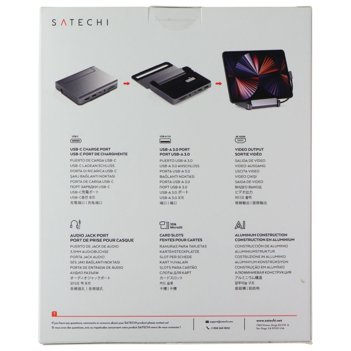 Satechi Aluminum Stand & Hub for iPad Pro 12.9 M4 / MacBook 16 2024 & More Computer Accessories - Stands, Holders & Car Mounts SATECHI - Simple Cell Bulk Wholesale Pricing - USA Seller
