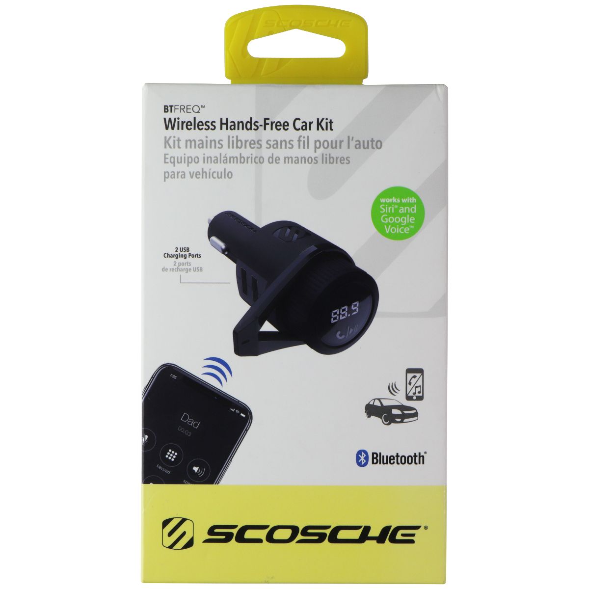 Scosche BTFREQ Wireless Hands-Free Car Kit - Black (BTFM5) Networking - USB Bluetooth Adapters/Dongles Scosche    - Simple Cell Bulk Wholesale Pricing - USA Seller