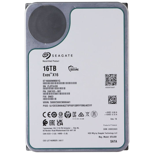 Seagate Exos X16 16TB 3.5-inch SATA III HDD Hard Drive - ST16000NM001G Digital Storage - Internal Hard Disk Drives, HDD Seagate - Simple Cell Bulk Wholesale Pricing - USA Seller