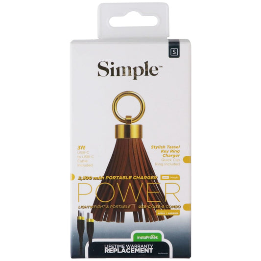 Simple Power 2,500 mAh Stylish Tassel Key Ring Charger (USB-C/USB-A) Combo Cell Phone - Chargers & Cradles Simple - Simple Cell Bulk Wholesale Pricing - USA Seller