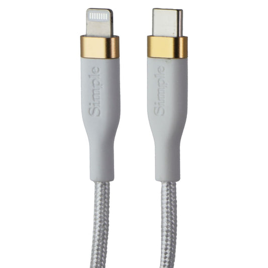 Simple 4FT USB-C to Lightning 8-Pin Braided Cable - White Cell Phone - Cables & Adapters Simple - Simple Cell Bulk Wholesale Pricing - USA Seller