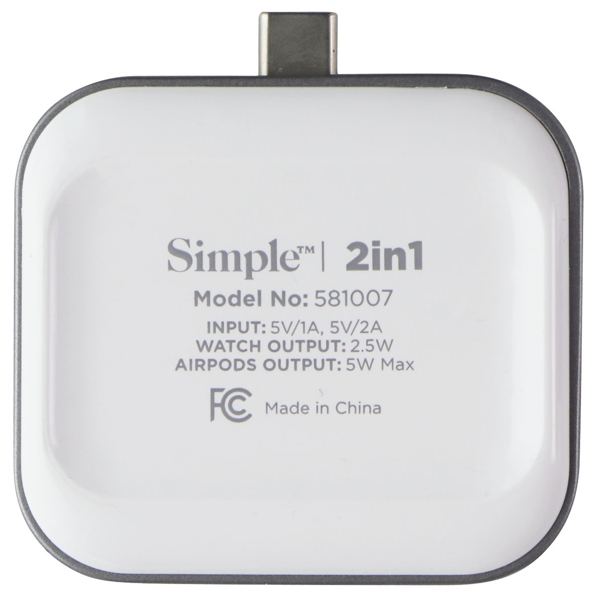 Simple 2 in 1 Wireless USB-C Watch/Earbuds Charger Parts & Accessories - Chargers & Cradles Simple - Simple Cell Bulk Wholesale Pricing - USA Seller
