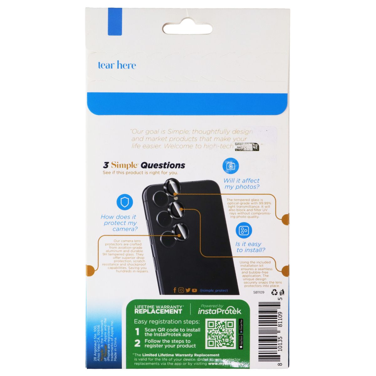Simple Tempered Glass Camera Protection for Samsung Galaxy S24