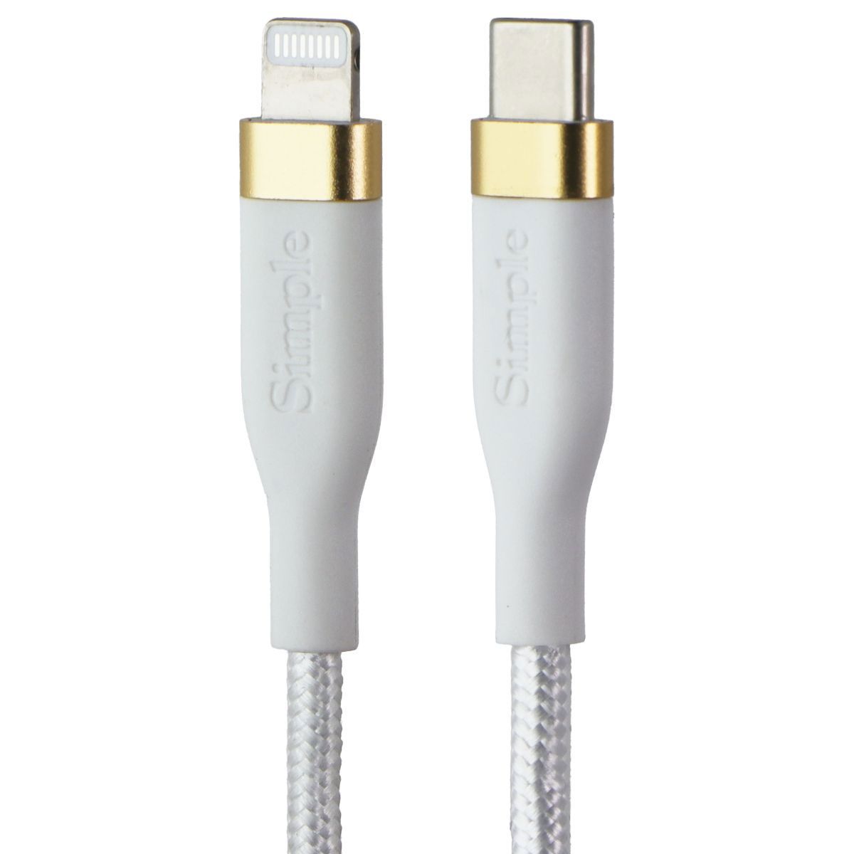 Simple 10FT USB-C to Lightning 8-Pin Braided Cable - White Cell Phone - Cables & Adapters Simple - Simple Cell Bulk Wholesale Pricing - USA Seller